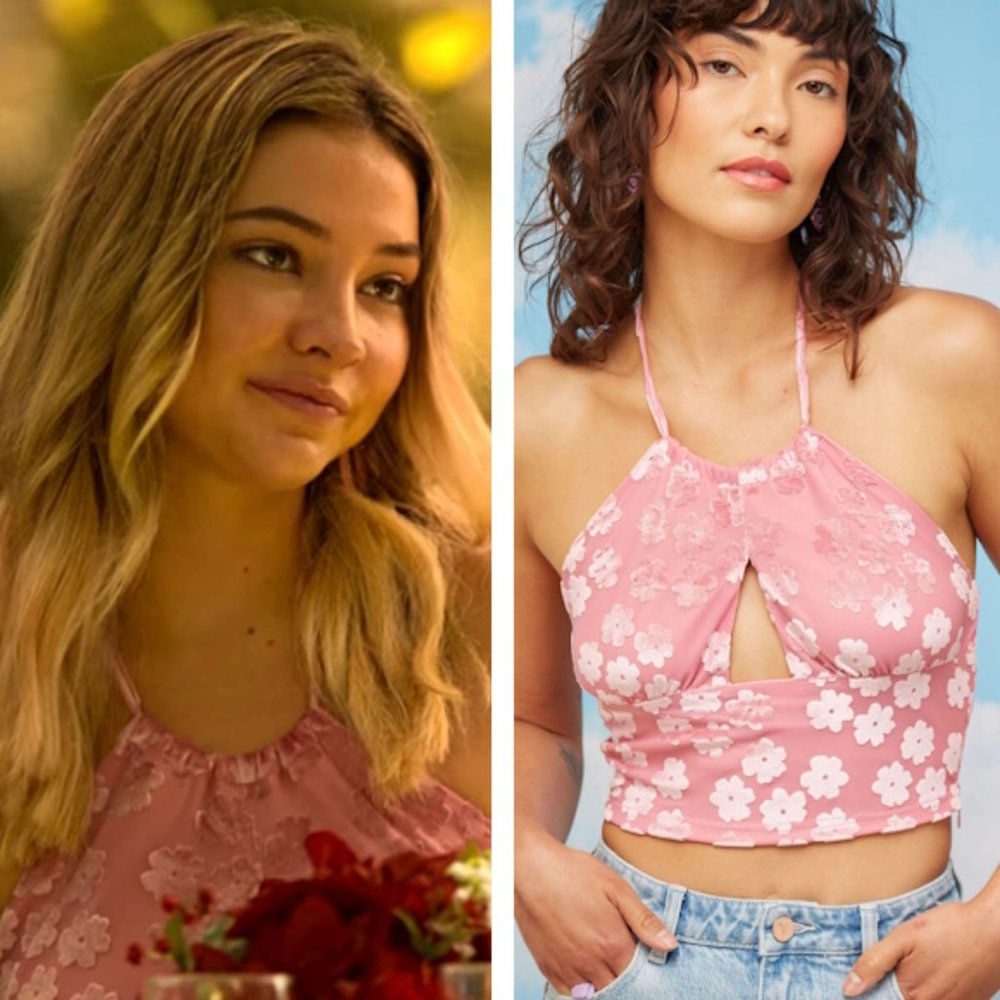 Daisy Street Velvet Floral Halter Crop Top ASO Sarah Cameron